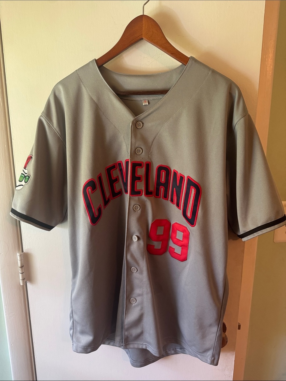 “Major League” Wild Thing Cleveland Men's Gray Baseball Jersey with Red Accents
